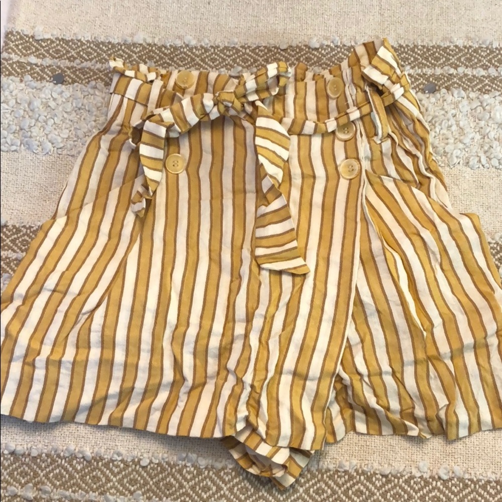 Zara Yellow Vertical Stripe Shorts